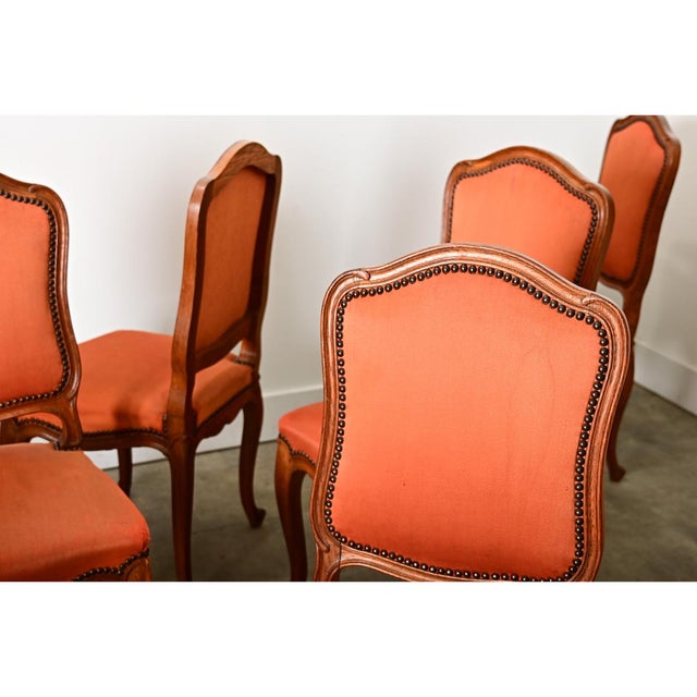 Wood French Vintage Set of Nine Louis XV Style Dining Chairs For Sale - Image 7 of 15