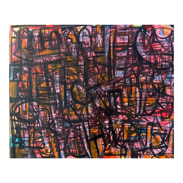 Abstract Oil on Wood Painting by Karl James Lubbering For Sale
