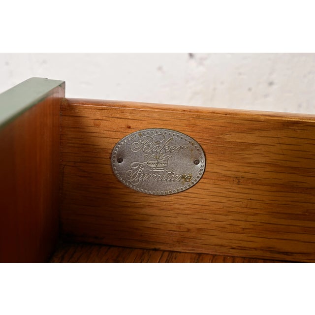 Green Baker Furniture French Empire Green Lacquered Nightstands, Newly Refinished For Sale - Image 8 of 12