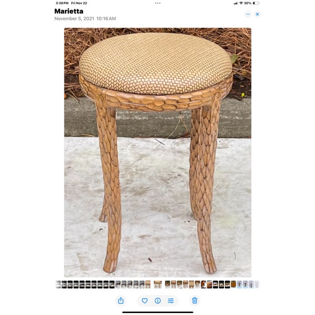 20th Century Regency Style Carved Faux Bois Stool For Sale - Image 9 of 9