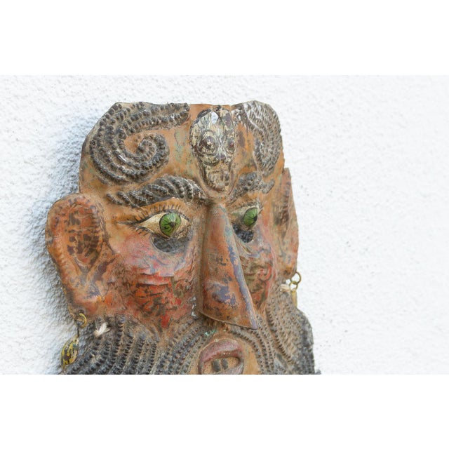 Vintage Mexican Folk Art Painted Mask For Sale - Image 4 of 8