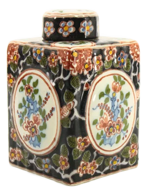 Makkum Tichelaar Dutch Faience Chinoiserie Tea Caddy, Marked