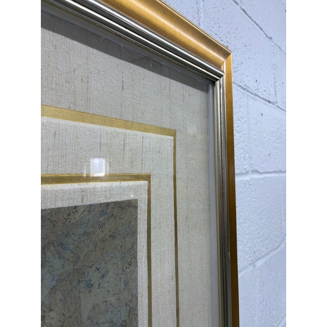 Wood Mid 20th Century Elegant Framed Painting of Japanese Woman on Cork For Sale - Image 7 of 12