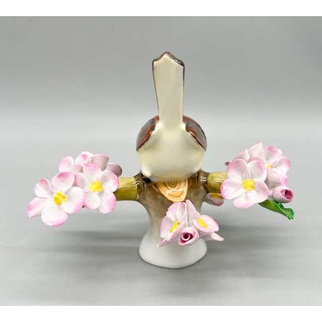 Vintage Herend Hungary Hand-Painted Songbird With Pink Blossoms – Porcelain Figurine - Cottagecore • Traditional • European Classic For Sale In Houston - Image 6 of 15
