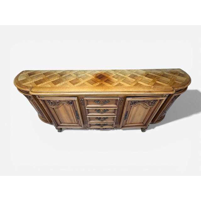 Wood French Provincial, Monumental Sideboard, Wood, Brass, France, 1960s For Sale - Image 7 of 14