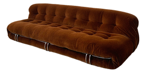 Model Soriana Three-Seater Sofa in Brown Fabric by Afra and Tobia Scarpa for Cassina, 1970s