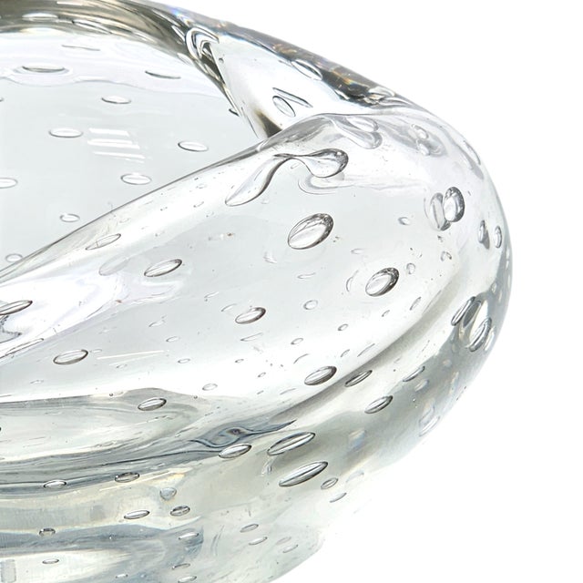 Mid-Century Bullicante Art Glass Ashtray – Clear Seeded Crystal, 1950s Italy For Sale - Image 10 of 14