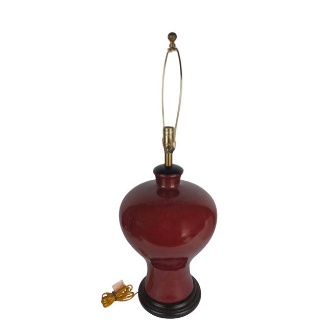 Asian Frederick Cooper Monumental Sang De Boeuf Ceramic Table Lamp For Sale - Image 3 of 11