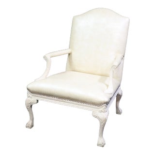 Chippendale Style Paint Decorated Open Armchair For Sale