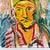 Wood Vintage Fauvist Signed Original Oil Portrait Painting on Board For Sale - Image 7 of 12
