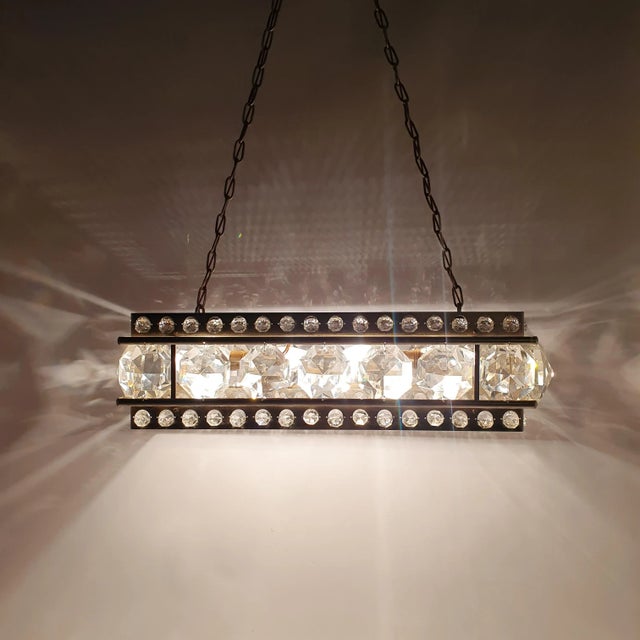 Glass Mid-Century Swedish Crystal Glass Chandelier, 1960s For Sale - Image 7 of 11