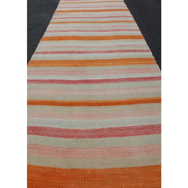 Multicolored Vintage Kilim Runner Turkish in Multi Color in Stripe Design For Sale In Atlanta - Image 6 of 10