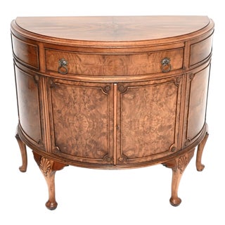 Antique Queen Anne Burr Walnut Cabinet, 1900s For Sale