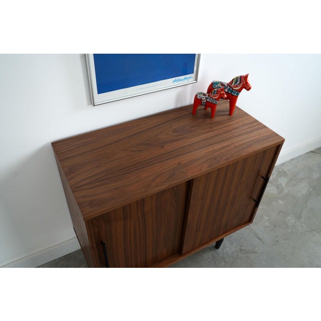 Wood Vintage Scandinavian Walnut Cabinet For Sale - Image 7 of 12