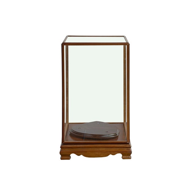 Wood Vintage Glass Transparent Rectangular Shape Cover Display Case For Sale - Image 7 of 9