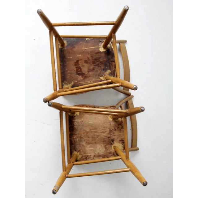 Brown Antique Plank Seat Chairs Pair For Sale - Image 8 of 10
