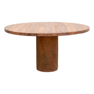 60" Dm Round Burma Teak Carved Pedestal Table For Sale