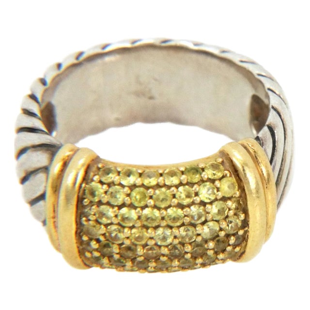 David Yurman Ring 1.50ct Yellow Sapphire 925 Silver 18k Gold For Sale