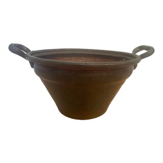 Antique Primitive Copper Basin Bucket Dovetail Cramp Seam For Sale