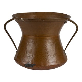19th Century Amphora Vase in Copper with Double Handles, Hand Embossed, Italy For Sale