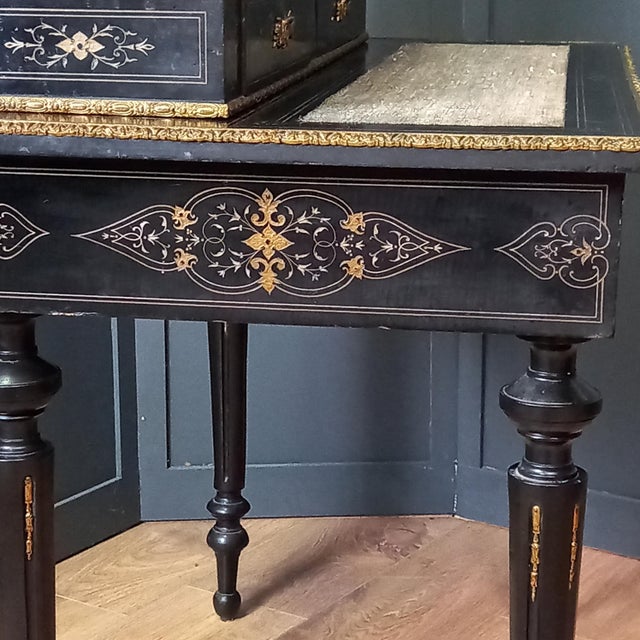 Ebonized Wooden Bonheur Du Jour Writing Desk For Sale - Image 3 of 18
