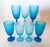 Glass 1960s Carlo Moretti Italy Satinato Frosted Blue Wine Water Glasses - Set of 7 For Sale - Image 7 of 12
