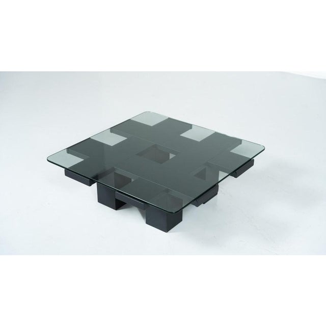 1960s Square Coffee Table in Wood and Glass, Italy, 1960s For Sale - Image 5 of 10