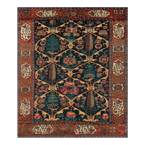 Tribal Geometric Cypress Tree Garden Design Antique Persian Bakhtiari Rug