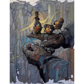 Great Feast by Ifeoluwa Alade | Acrylic on canvas Hand holding birds with a light background. For Sale