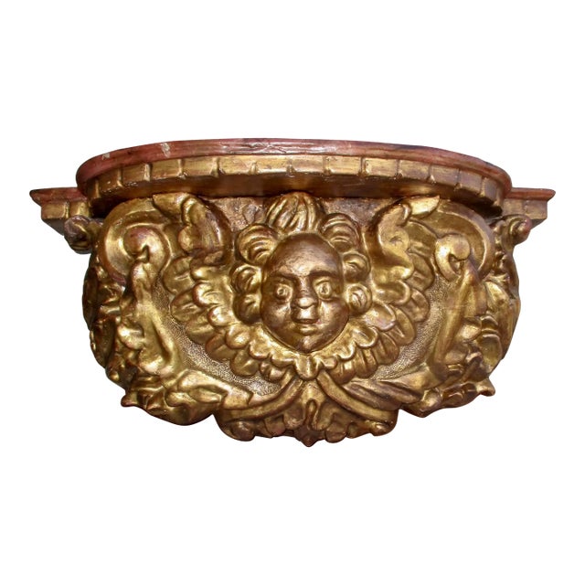 Italian Gilt Carved Wood Wall Console Early 20th For Sale
