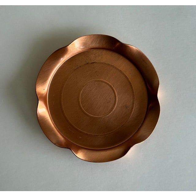 1950s Cute Vintage 1950s–60s Solid Copper Coasters, Set of 4 With Original Box For Sale - Image 5 of 10