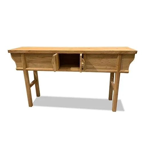 Chinese Asian Natural Wood Console Table For Sale - Image 3 of 7