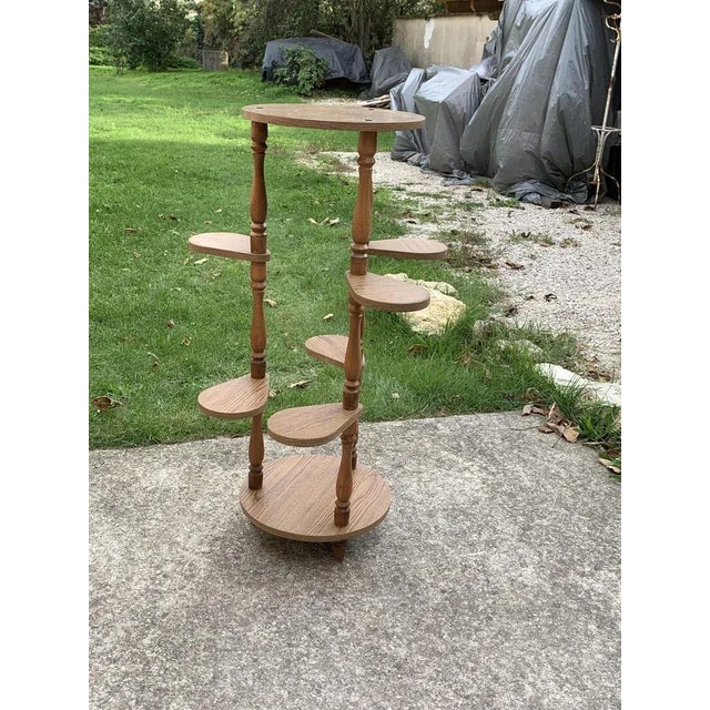 Vintage Wood Plant Stand, 1950-60s.