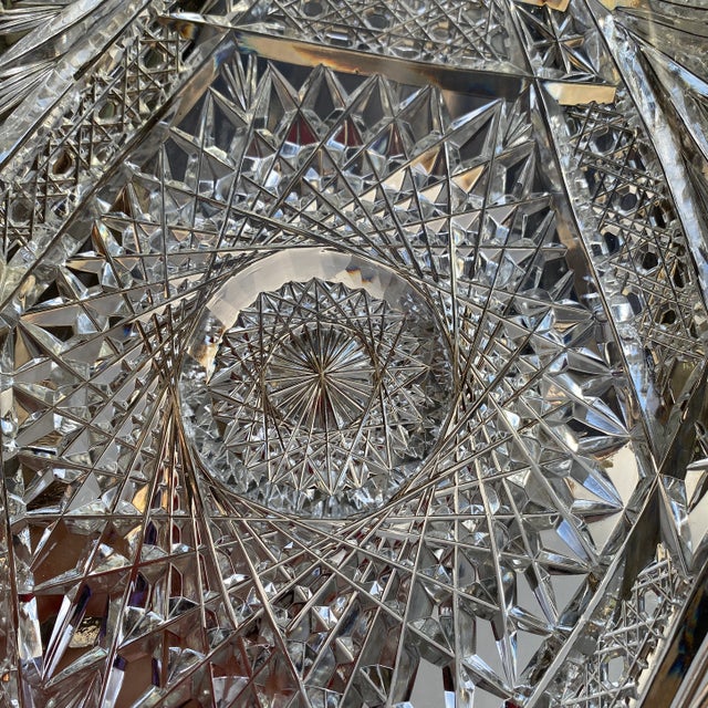 Antique American Brilliant Cut Crystal Platter For Sale - Image 9 of 12