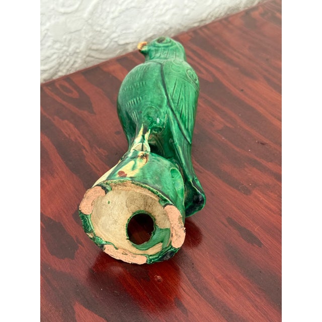 Antique Chinese Green Glazed Pottery Roof Tile Parrot For Sale - Image 9 of 10