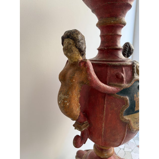17th Century Baroque Candleholder in Lacquered Wood and Plaster, Spain, 1600 For Sale - Image 10 of 18
