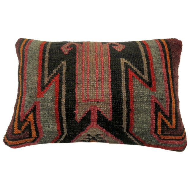 Pillow made from a vintage Turkish Kars rug. 15'' x 23''