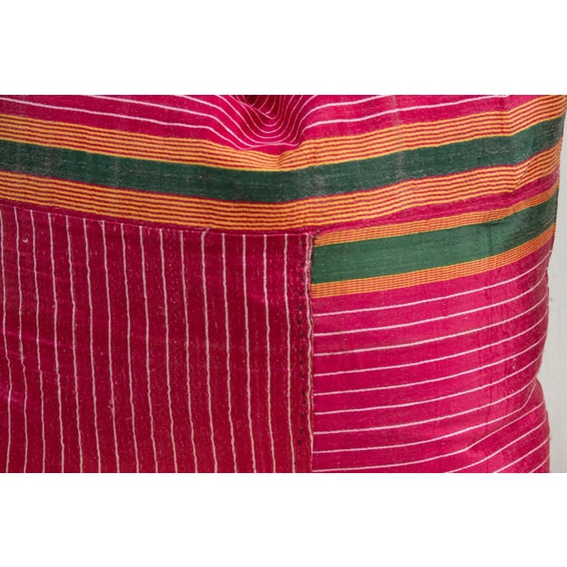 Indian Aliva Antique Mashru Tribal Square Pillow For Sale - Image 3 of 7