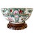 1970s Chinese Rose Medallion Hand-Painted Porcelain Punch Bowl With Carved Wood Stand For Sale - Image 9 of 13