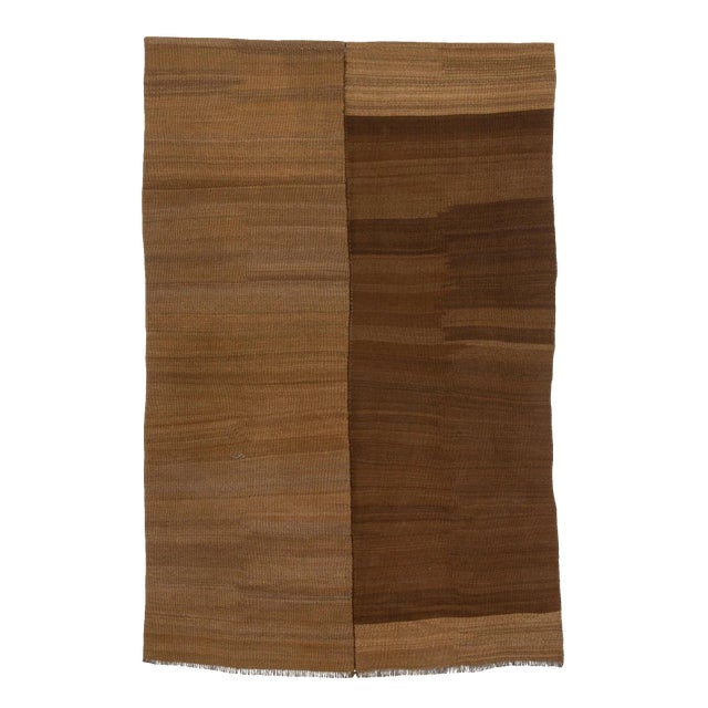 1960s Vintage Brown Turkish Wool Kilim Rug- 4′5″ × 7′1″ For Sale