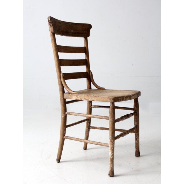 Antique Painted Country Ladder Back Chair For Sale - Image 15 of 16