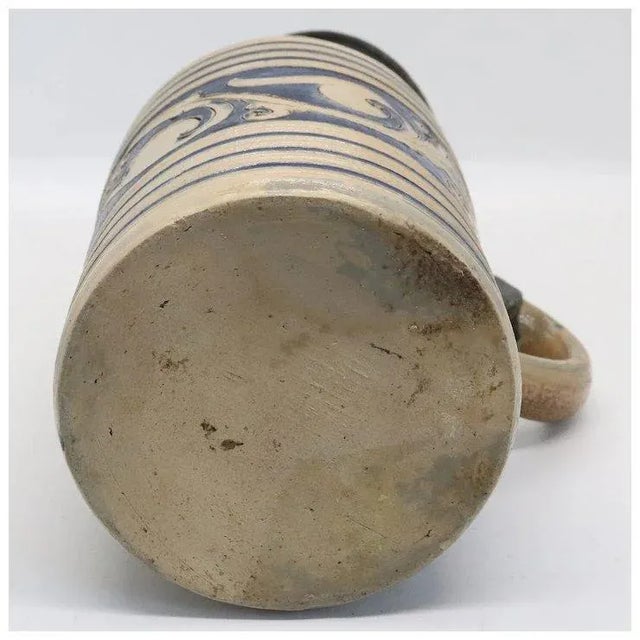 German Westerwald Pewter Mounted Stoneware Pottery Tankard For Sale - Image 9 of 11