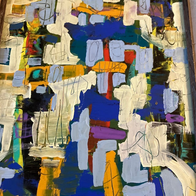 Abstract Contemporary Original Stephen Heigh Abstract Painting Vintage Modernist Frame “Excursion” For Sale - Image 3 of 4