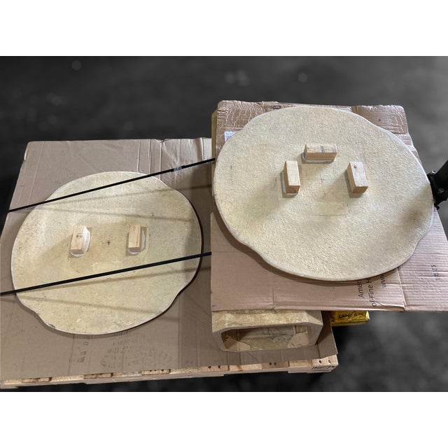 Pair of 1970s Italian Travertine Scalloped Edge Pedestal End Tables For Sale - Image 18 of 18