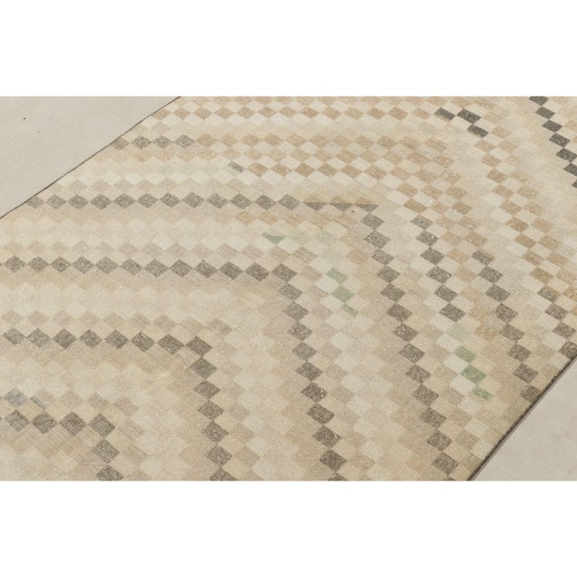 Textile 1960s Vintage Zeki Müren Rug in Beige-Brown Geometric Patterns by Rug & Kilim For Sale - Image 7 of 8
