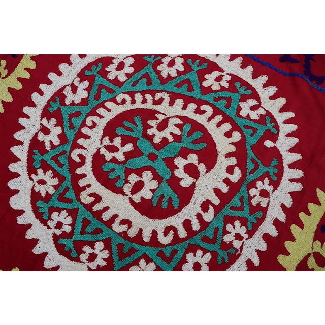 Vintage Hand-Embroidered Suzani Wall Hanging, 1920s For Sale - Image 10 of 18