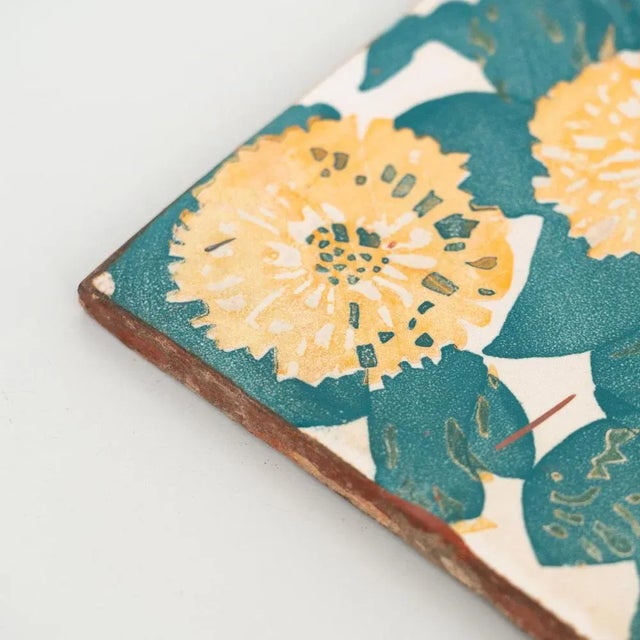 Ceramic Spanish Decorative Ceramic Tile of Casa Vicens by Antoni Gaudí For Sale - Image 7 of 8