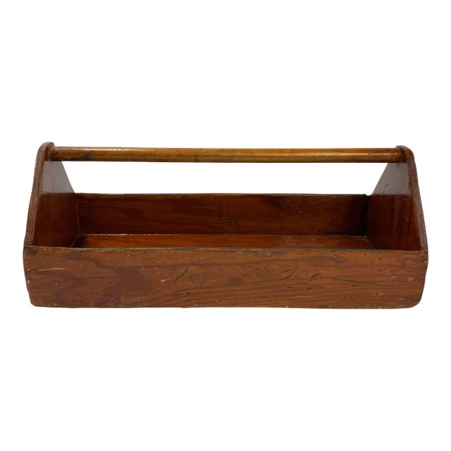 Vintage Handmade Wood Tool Caddy For Sale