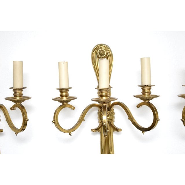 Metal Antique Brass Wall Sconces, 1950, Set of 4 For Sale - Image 7 of 12