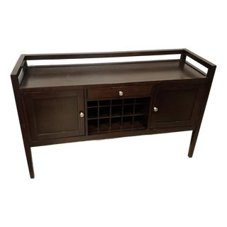 Levin Furniture Transitional Espresso Wood Wine Buffet & Bar Cabinet For Sale